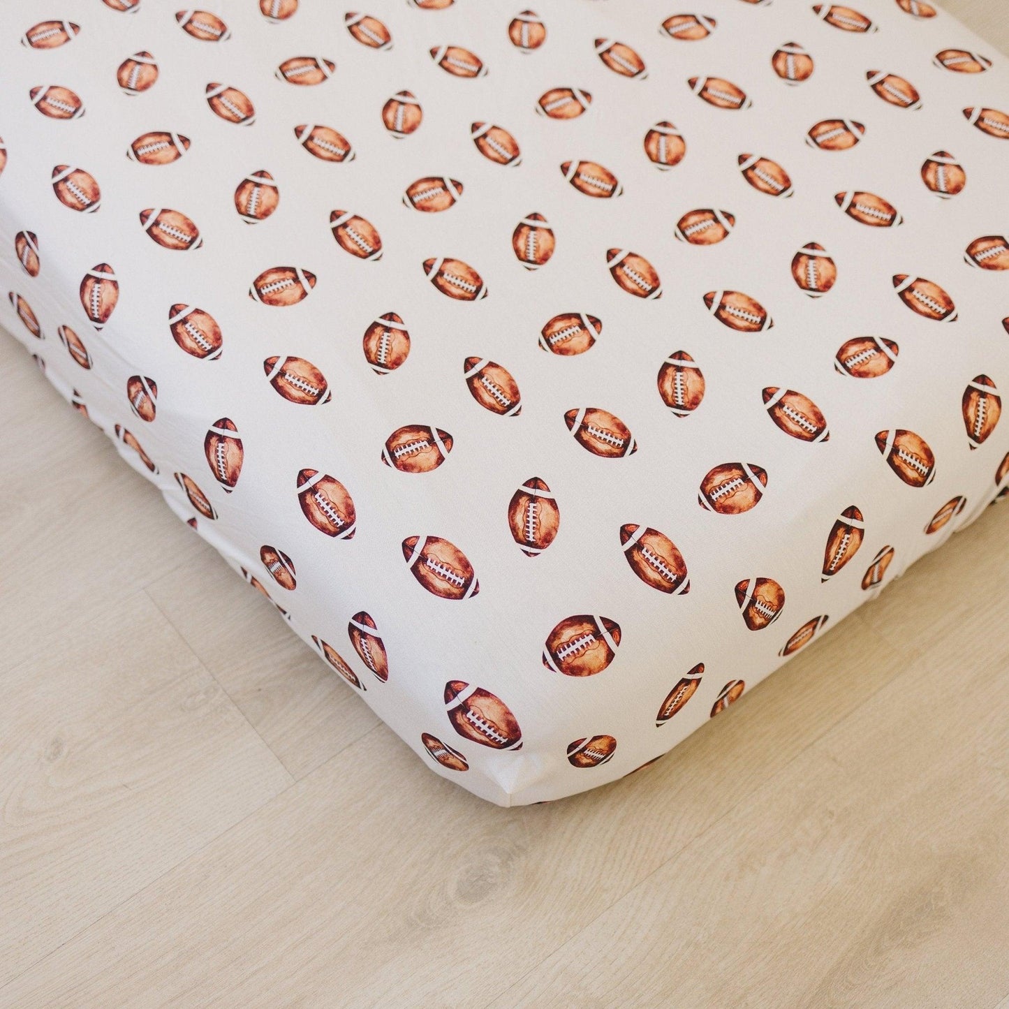 Little Joy Co. Football Print Bamboo Crib Sheet