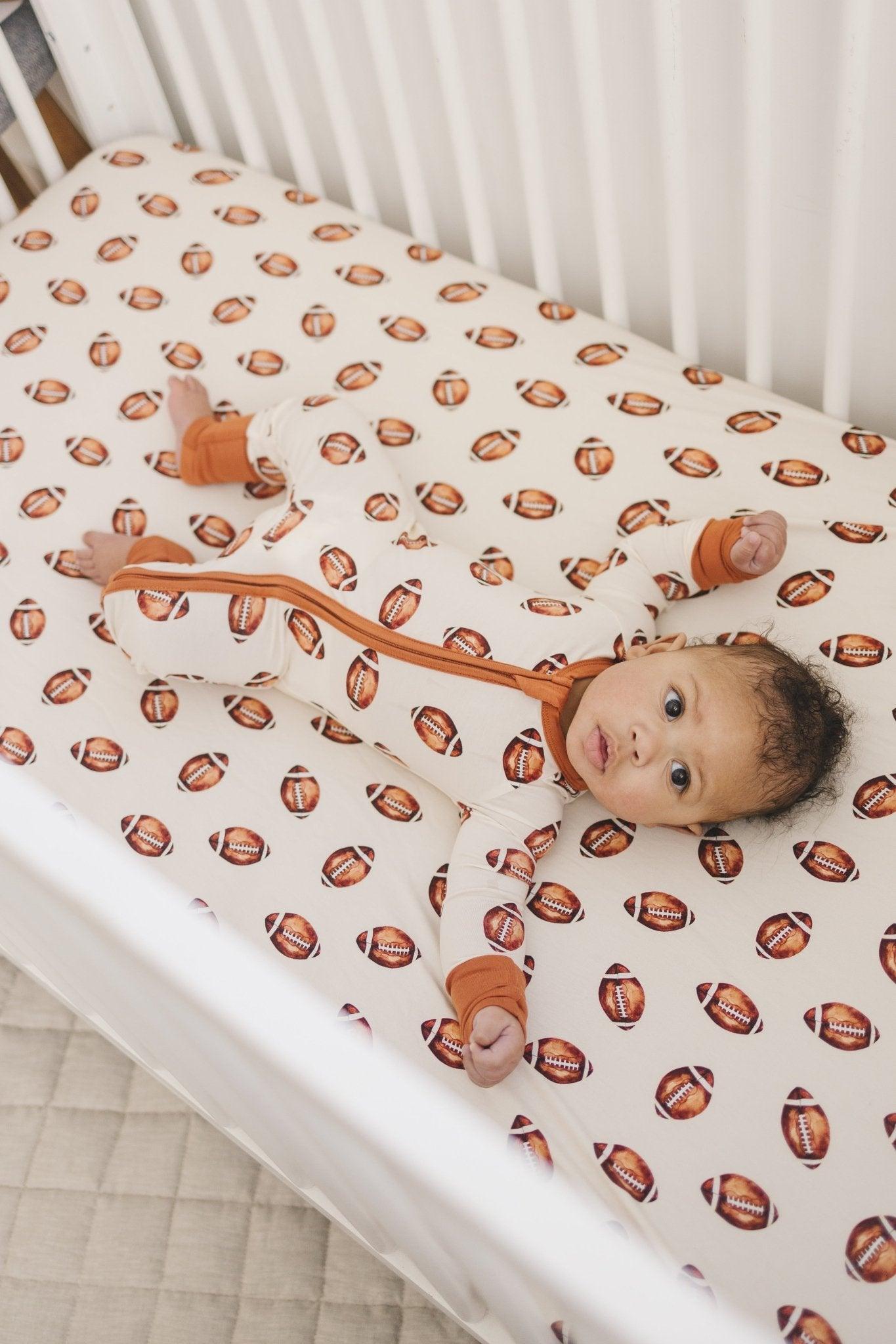 Little Joy Co. Football Print Bamboo Crib Sheet