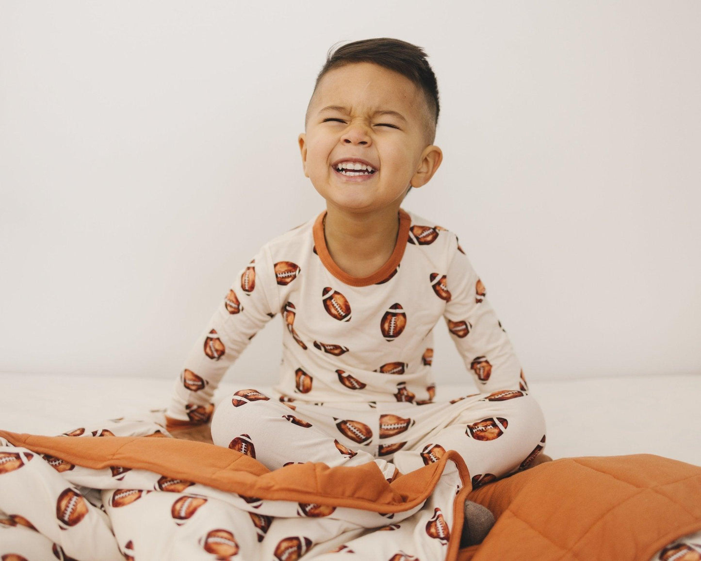 Little Joy Co. Football Print Quilted Bamboo Blanket - 1.0 Tog