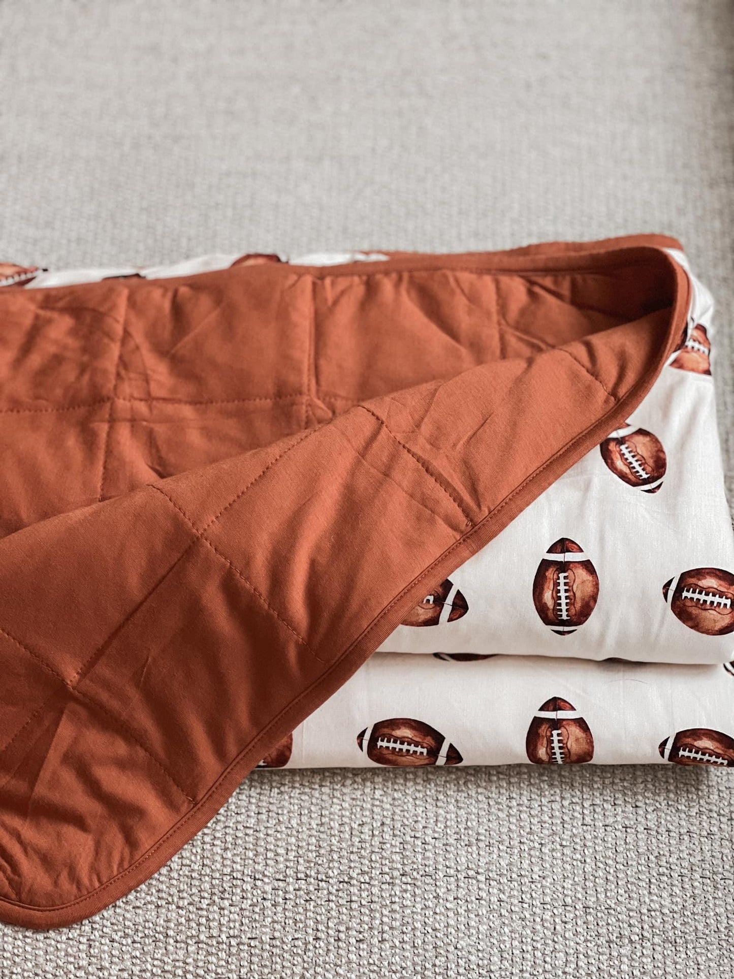 Little Joy Co. Football Print Quilted Bamboo Blanket - 1.0 Tog