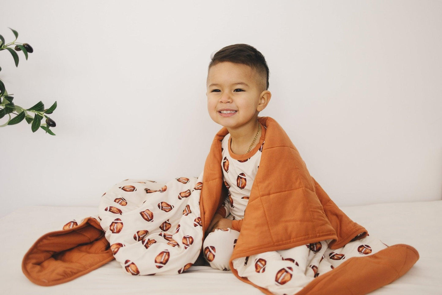 Little Joy Co. Football Print Quilted Bamboo Blanket - 1.0 Tog