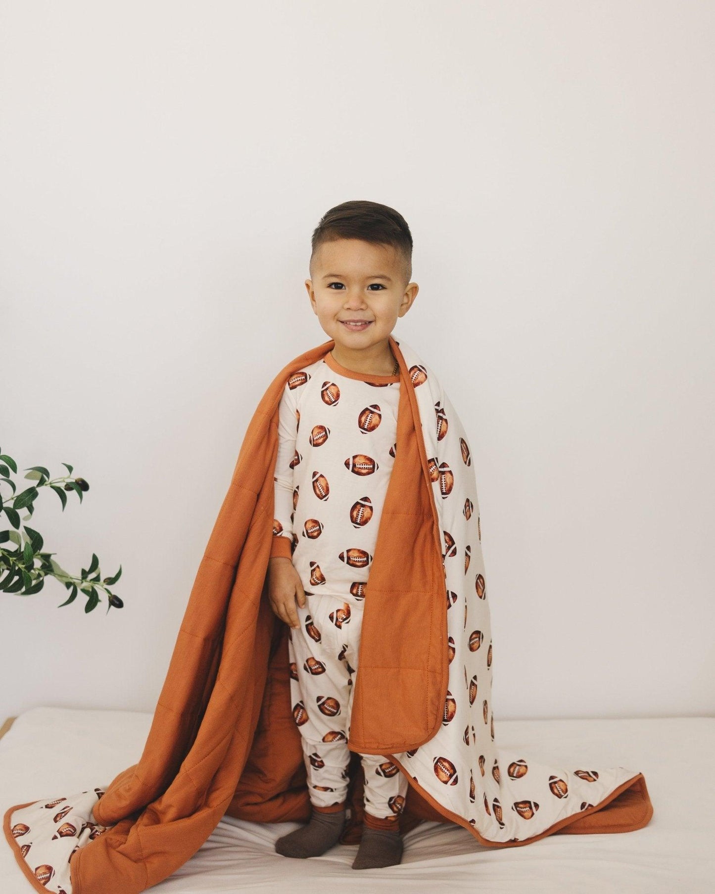 Little Joy Co. Football Print Quilted Bamboo Blanket - 1.0 Tog