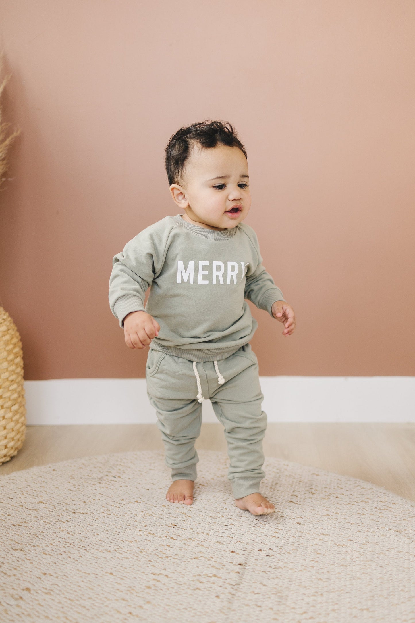 Little Joy Co. Merry Graphic Organic Cotton 2pc Jogger Set