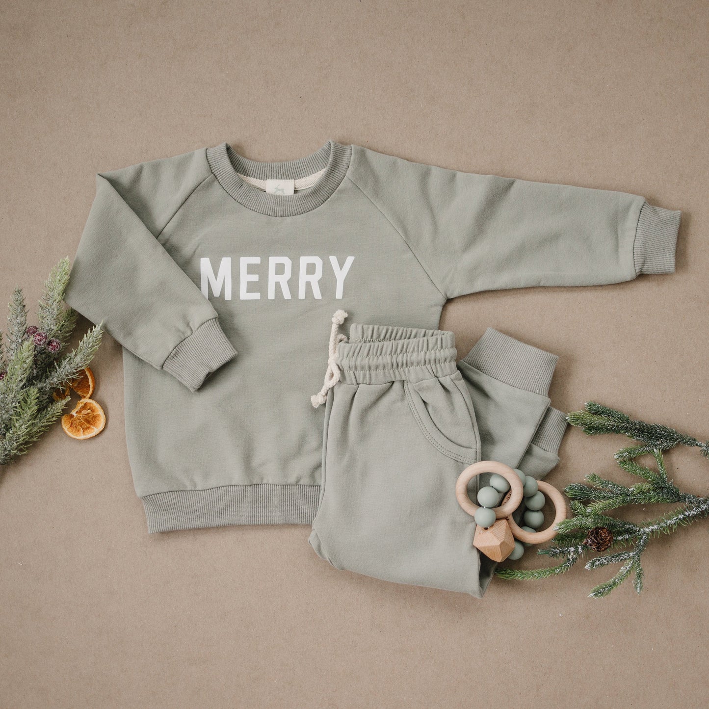 Little Joy Co. Merry Graphic Organic Cotton 2pc Jogger Set