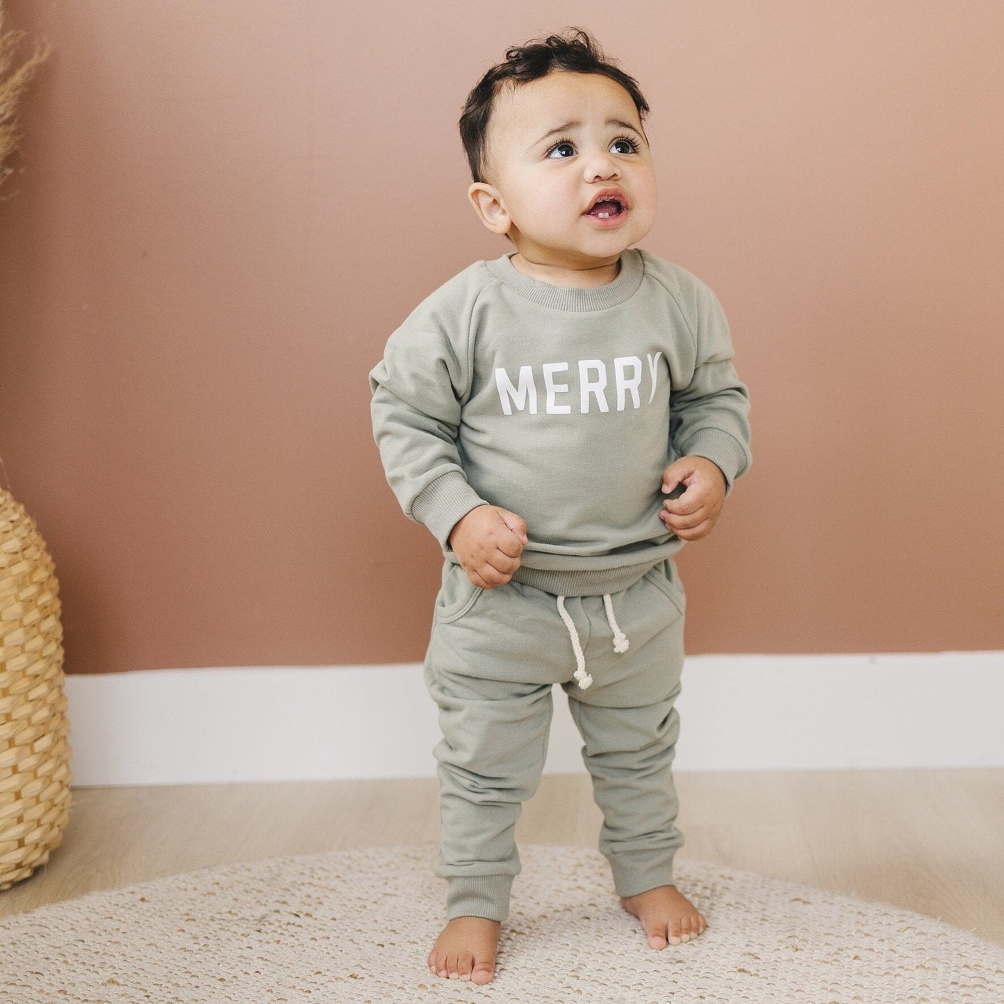 Little Joy Co. Merry Graphic Organic Cotton 2pc Jogger Set