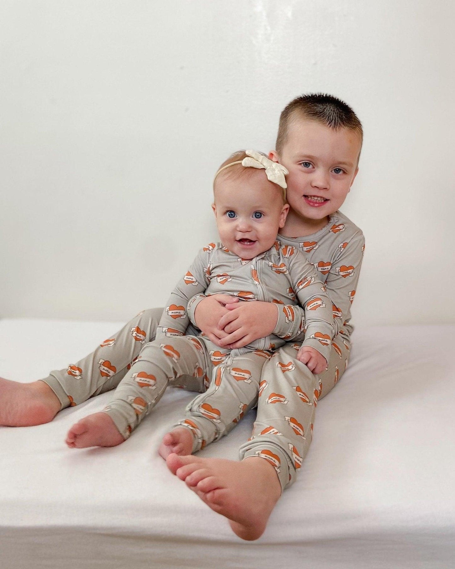 Little Joy Co. Mama Tattoo Hearts 2pc Bamboo Pajama Set