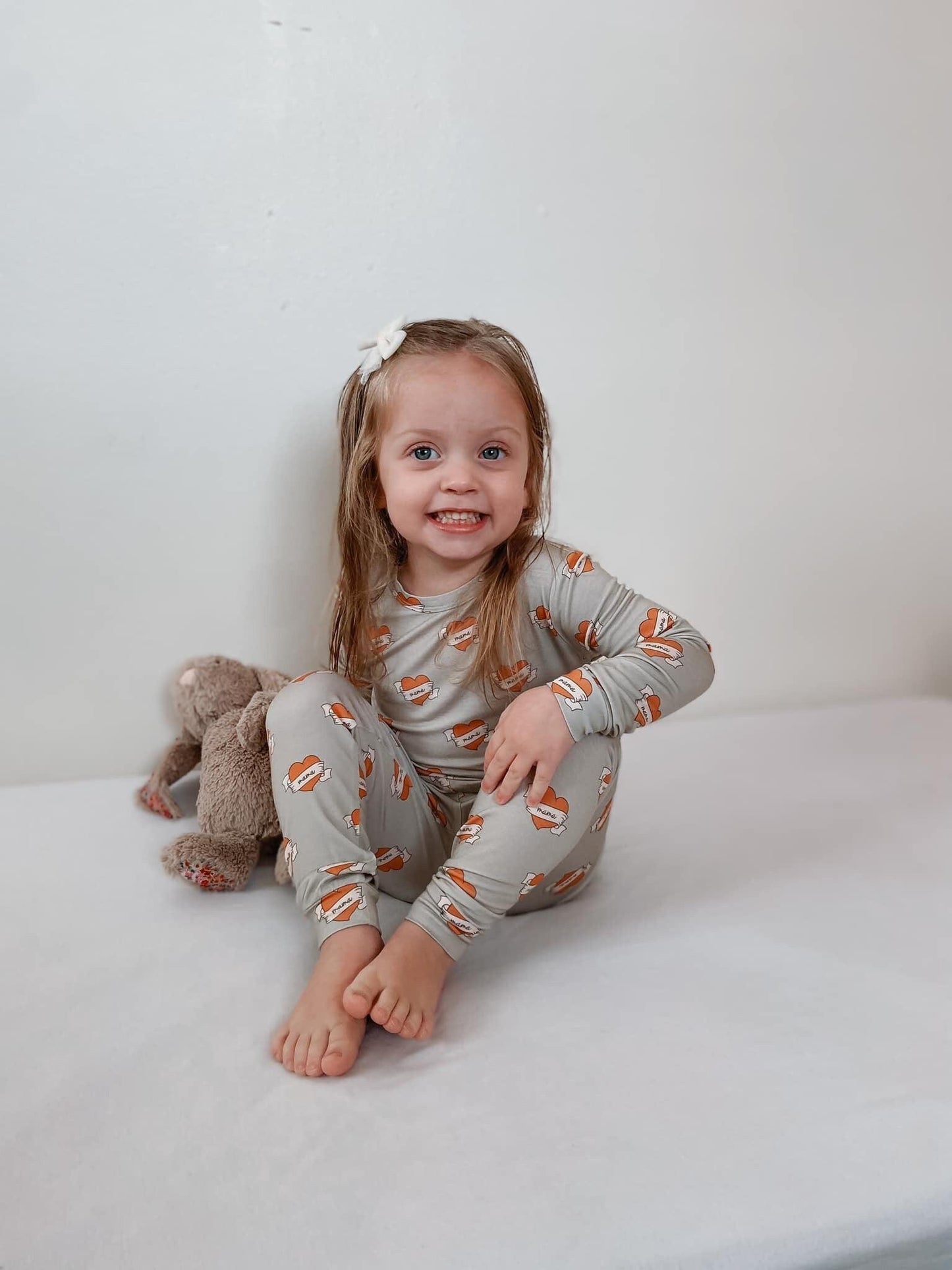 Little Joy Co. Mama Tattoo Hearts 2pc Bamboo Pajama Set