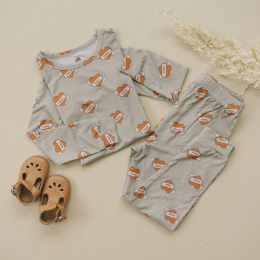 Little Joy Co. Mama Tattoo Hearts 2pc Bamboo Pajama Set