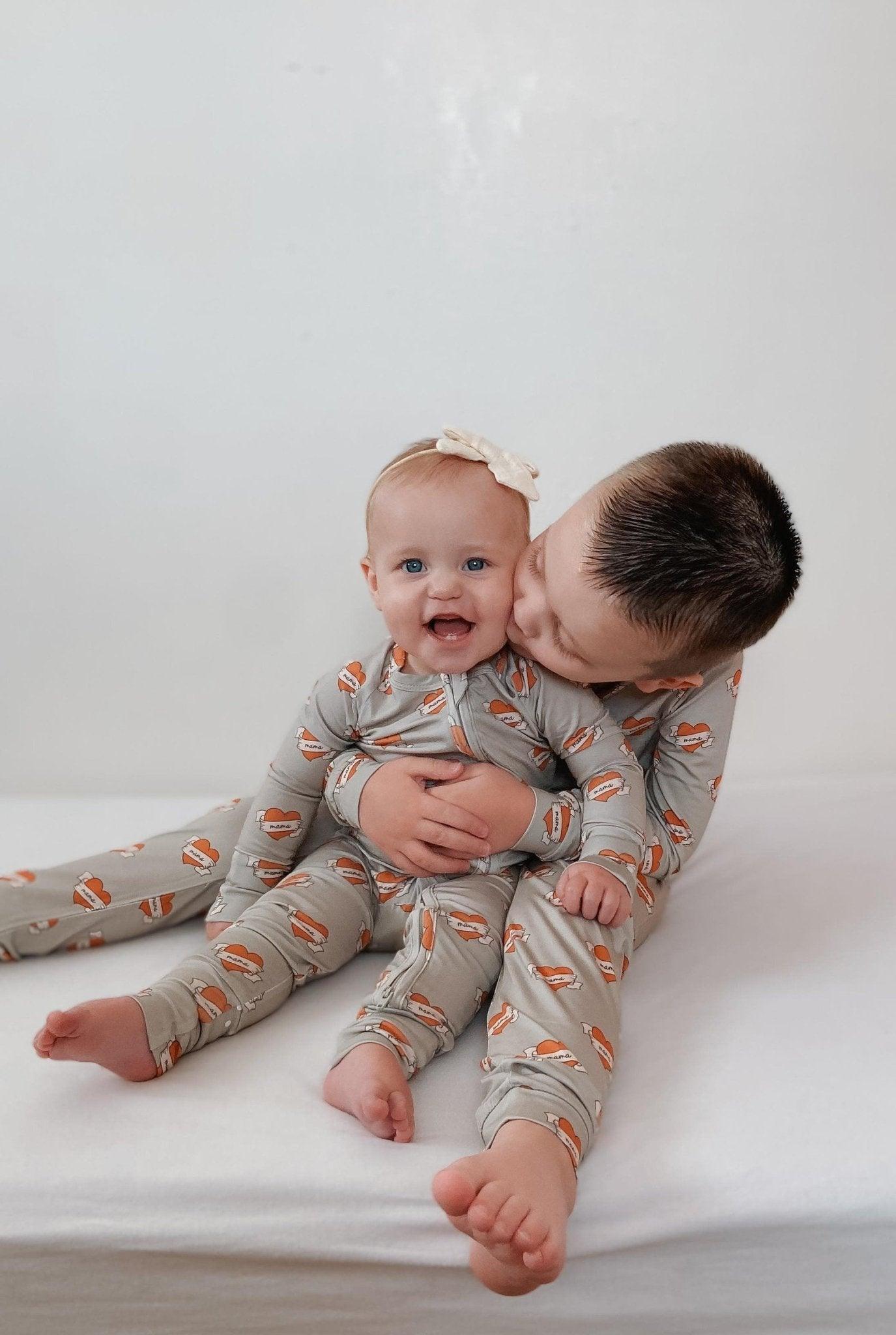 Little Joy Co. Mama Tattoo Hearts 2pc Bamboo Pajama Set