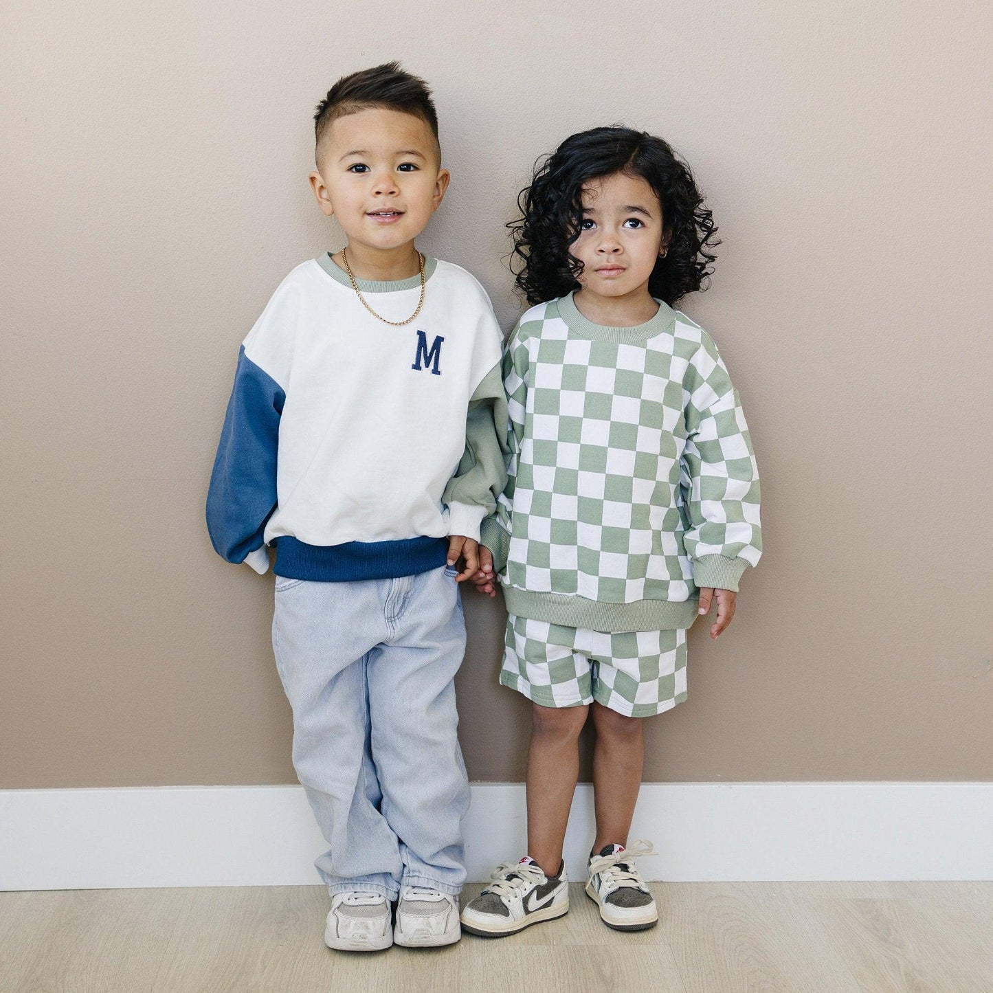 Little Joy Co. Organic Cotton Checkered Crewneck & Shorts Set