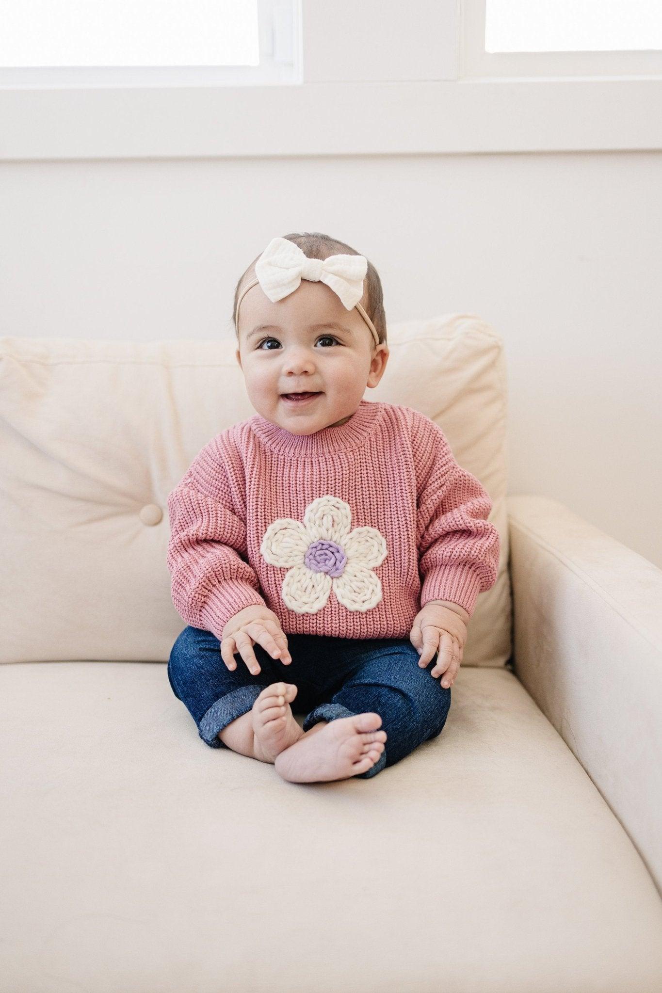 Pink Daisy Hand Embroidered Sweater