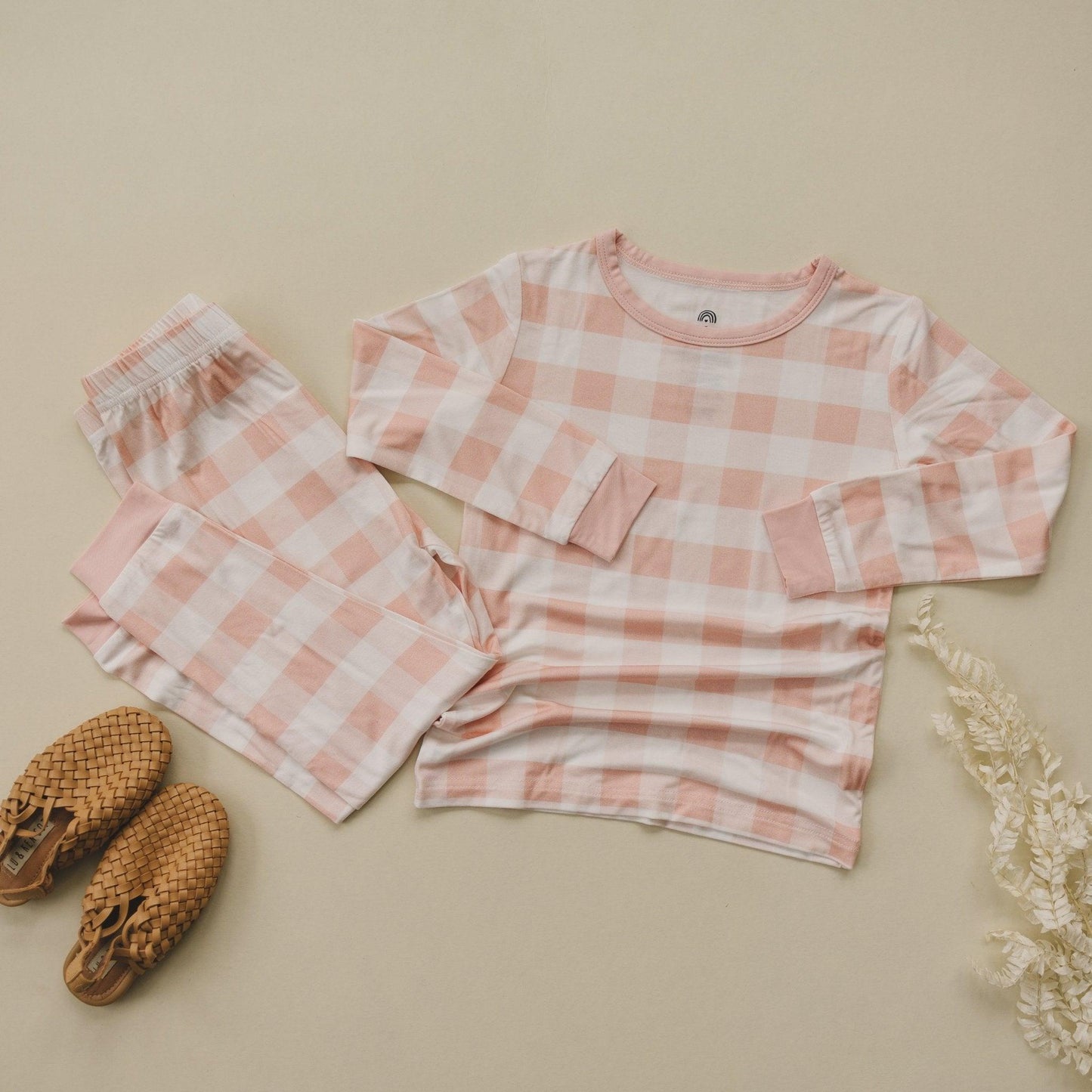 Little Joy Co. Pink Gingham 2pc Bamboo Pajama Set