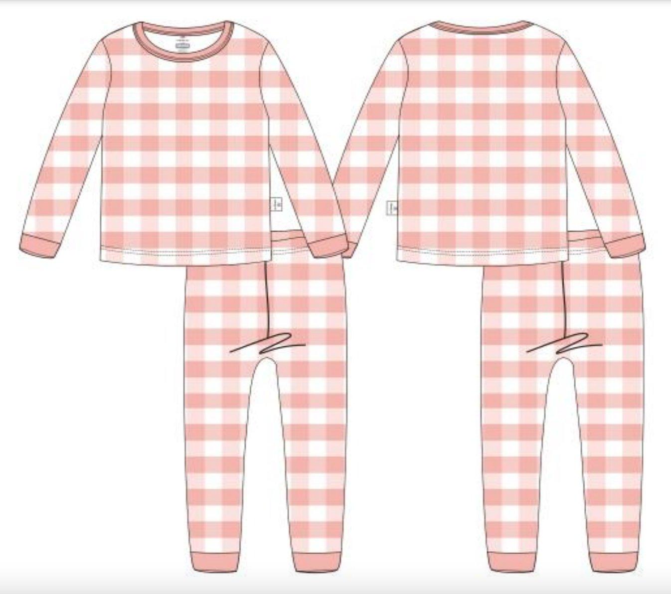 Little Joy Co. Pink Gingham 2pc Bamboo Pajama Set