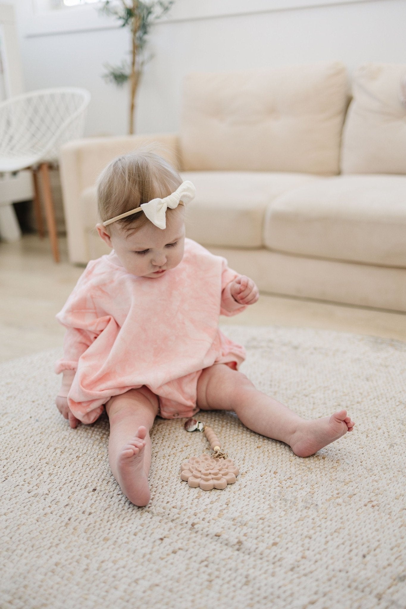 Little Joy Co. Pink & White Tie Dye Sweatshirt Romper