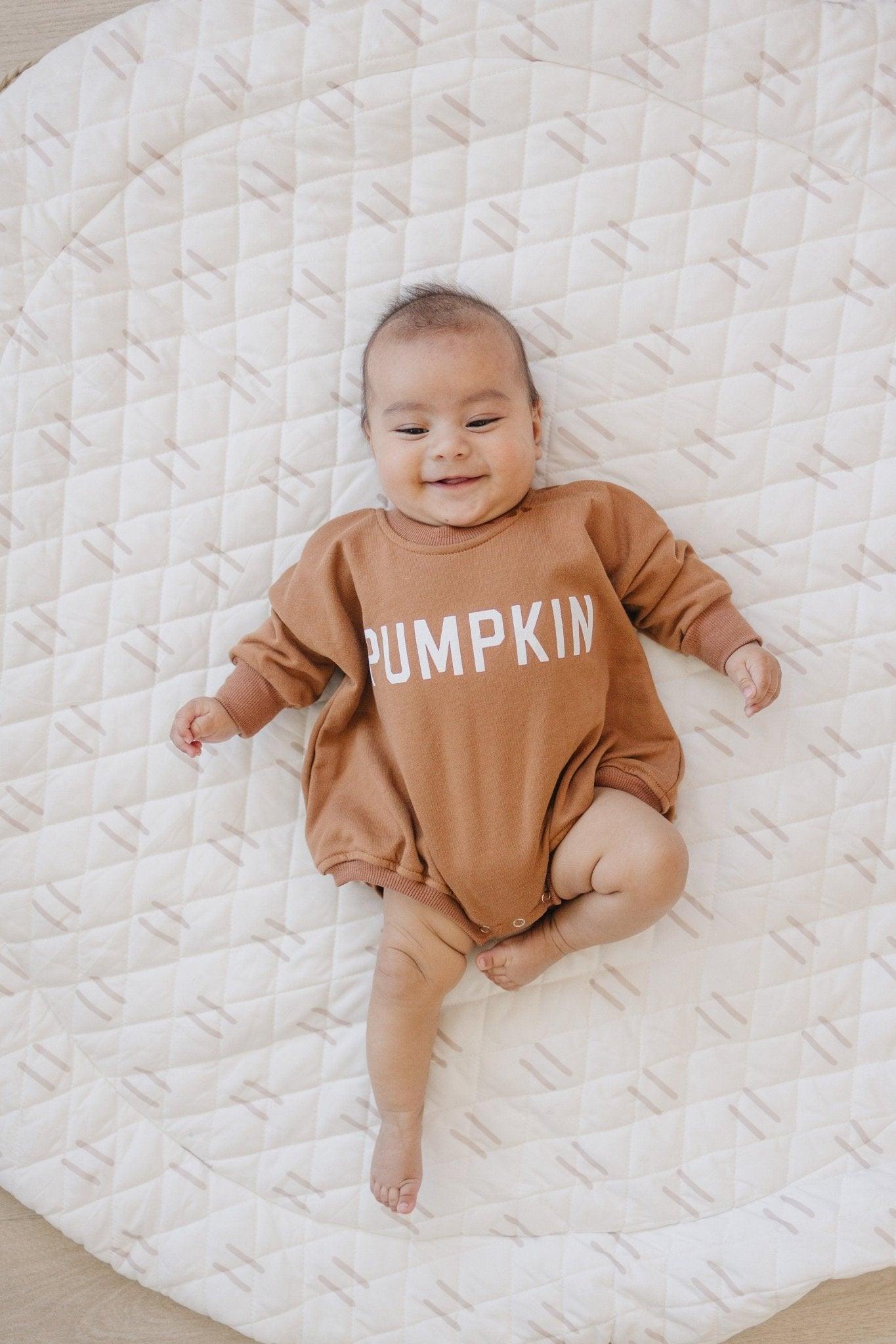 Pumpkin Sweatshirt Romper - Cream or Orange