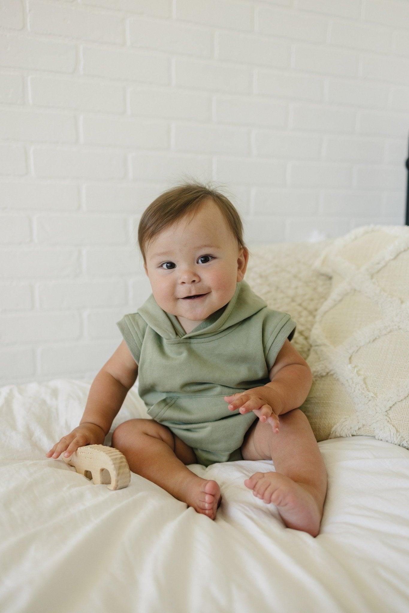 Little Joy Co. Sleeveless Hoodie Romper