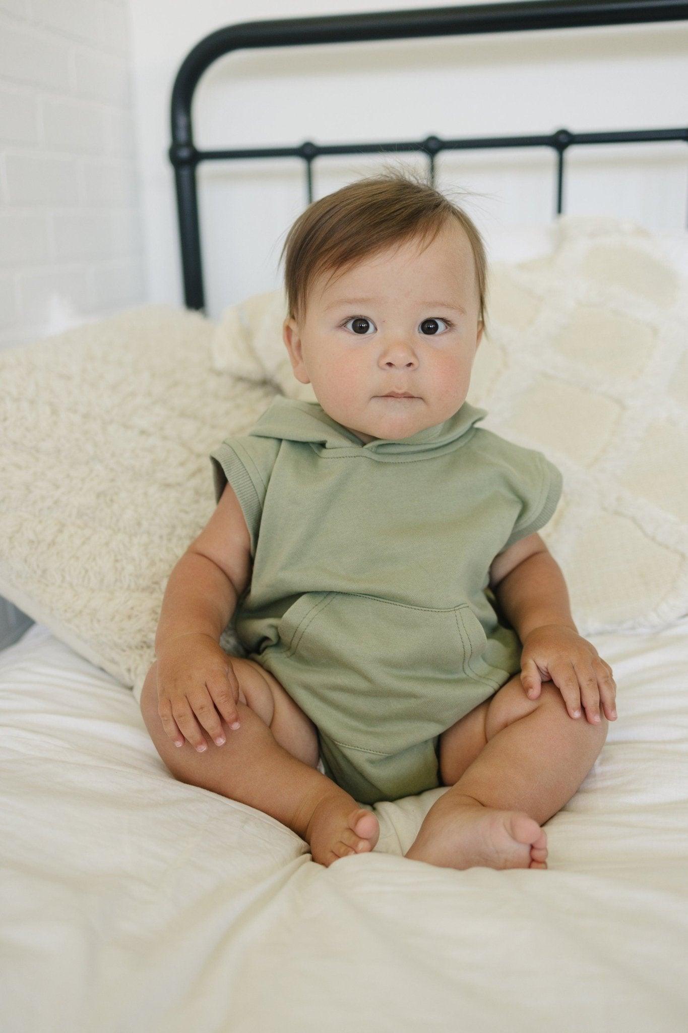 Little Joy Co. Sleeveless Hoodie Romper