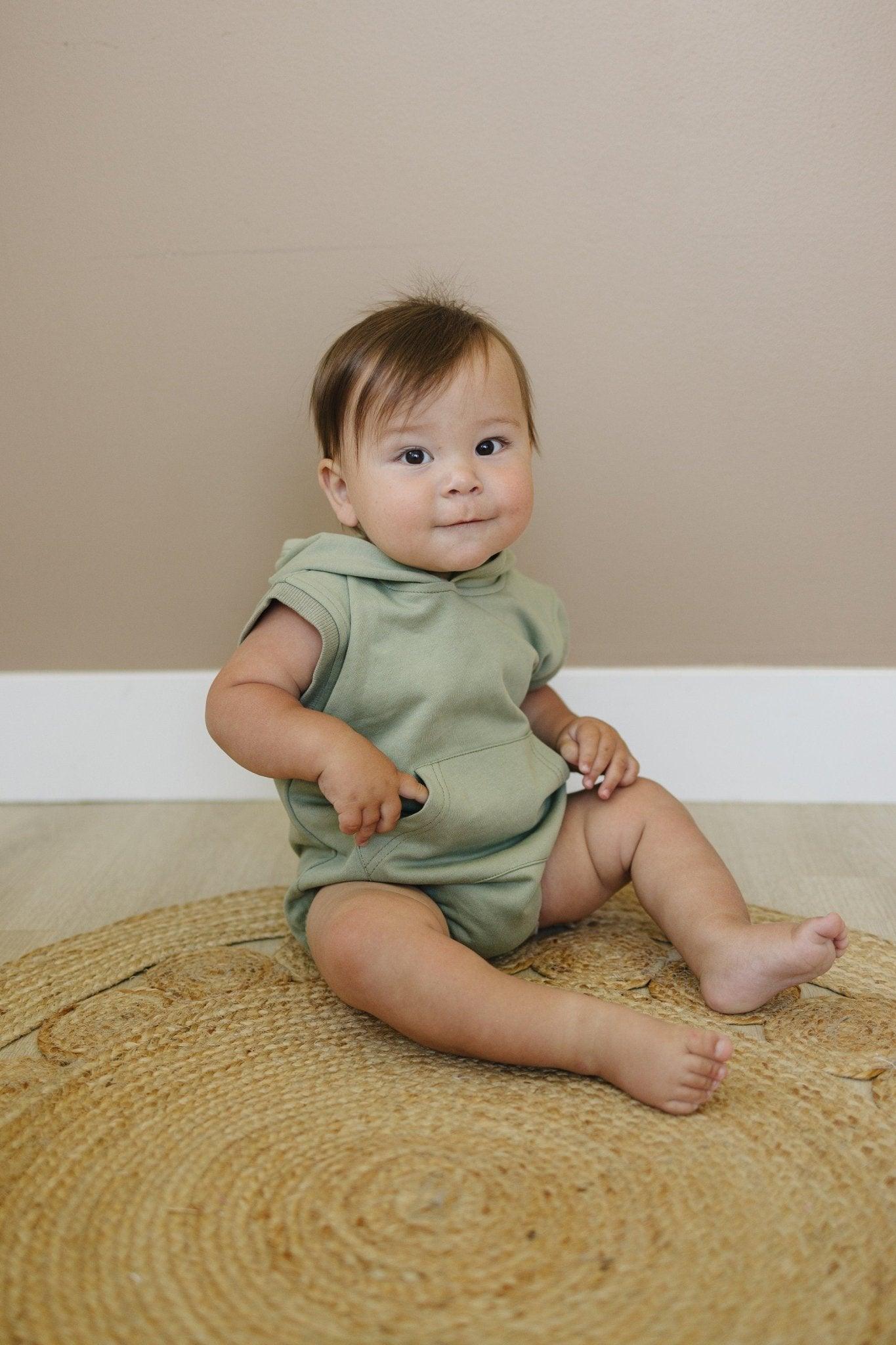 Little Joy Co. Sleeveless Hoodie Romper