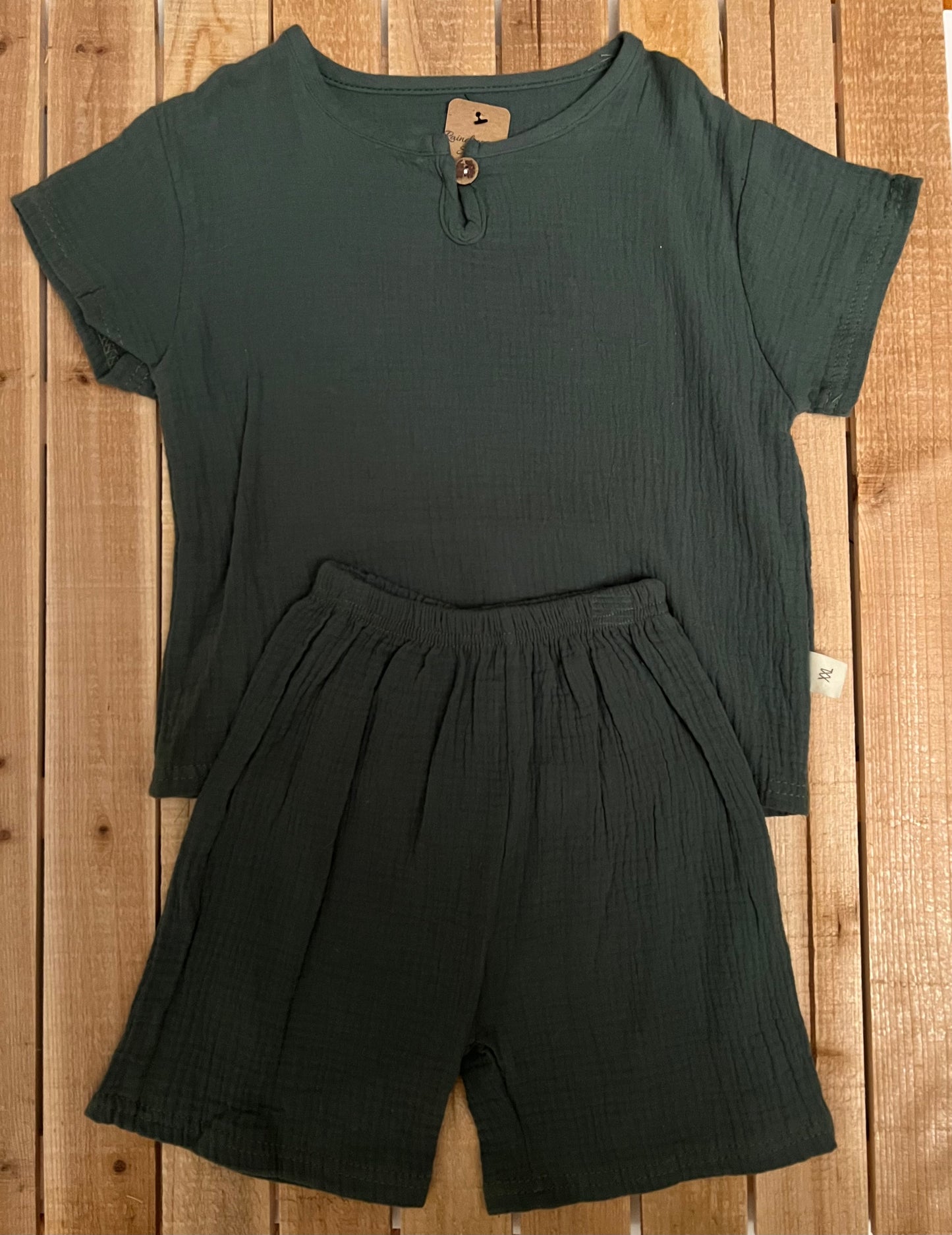 Muslin Button Top and Shorts Set