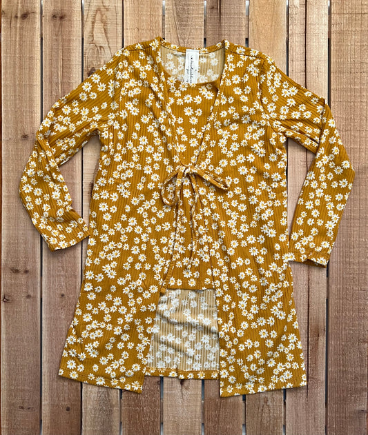 Long Sleeve Floral Duster with Ties