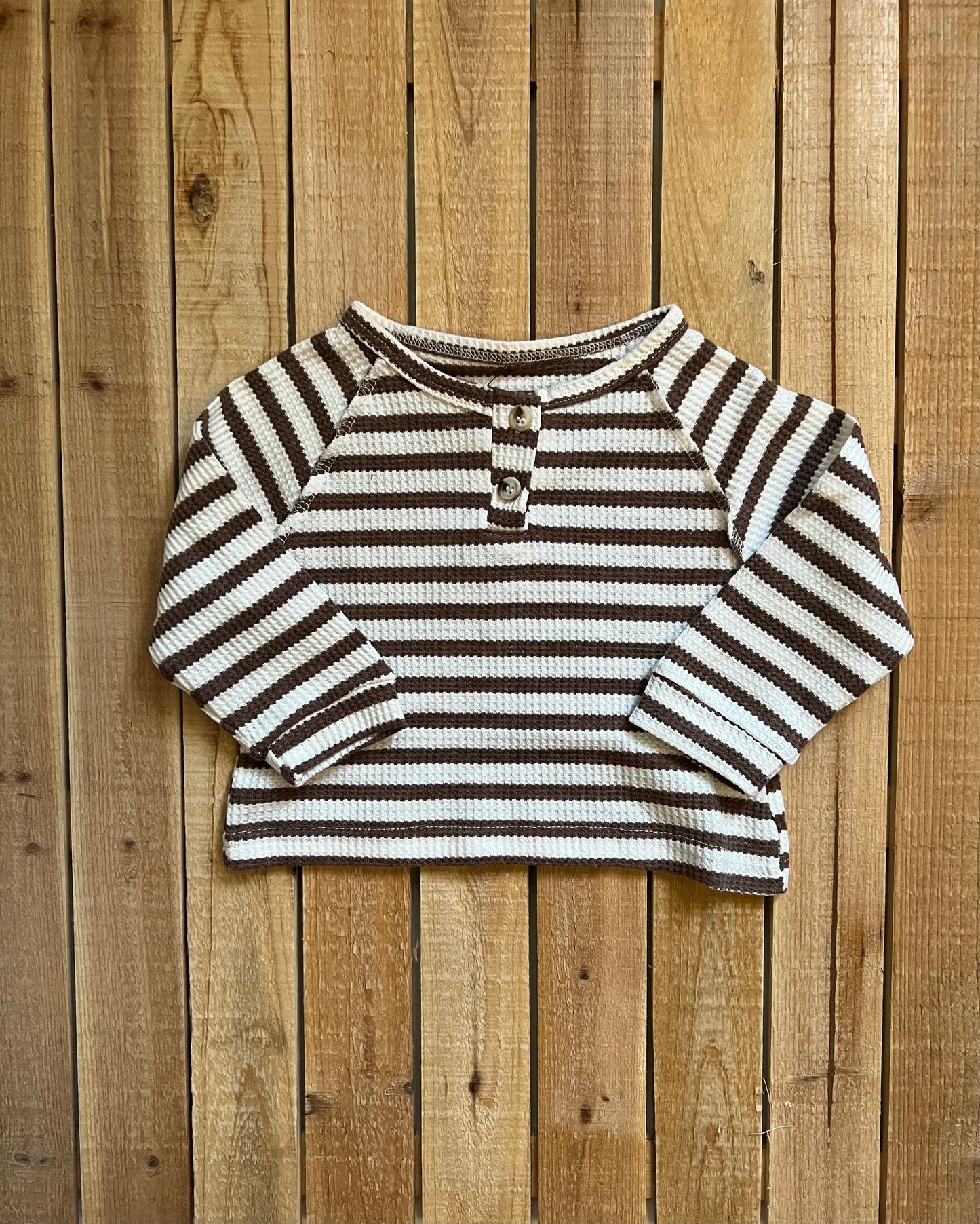 Waffle Knit Striped Top