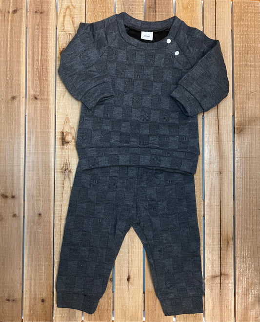 Checkered Stitch Sweatshirt and Pants Set