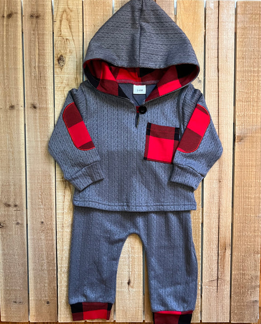 Plaid Pocket and Elbow Patch Set