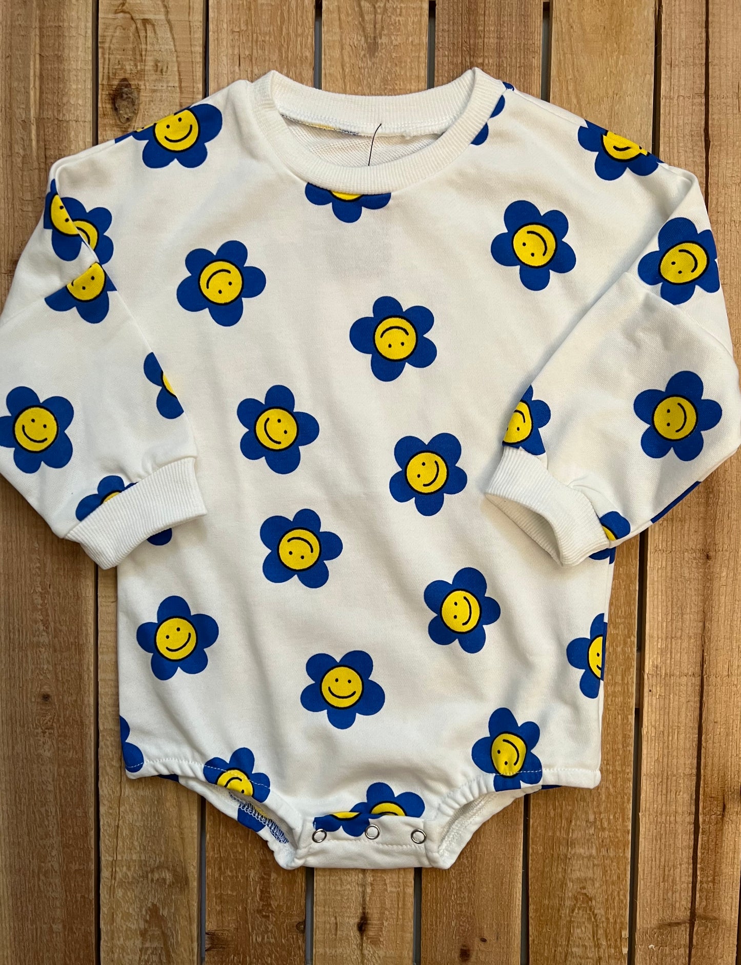 Daisy Smile Print Bubble Romper