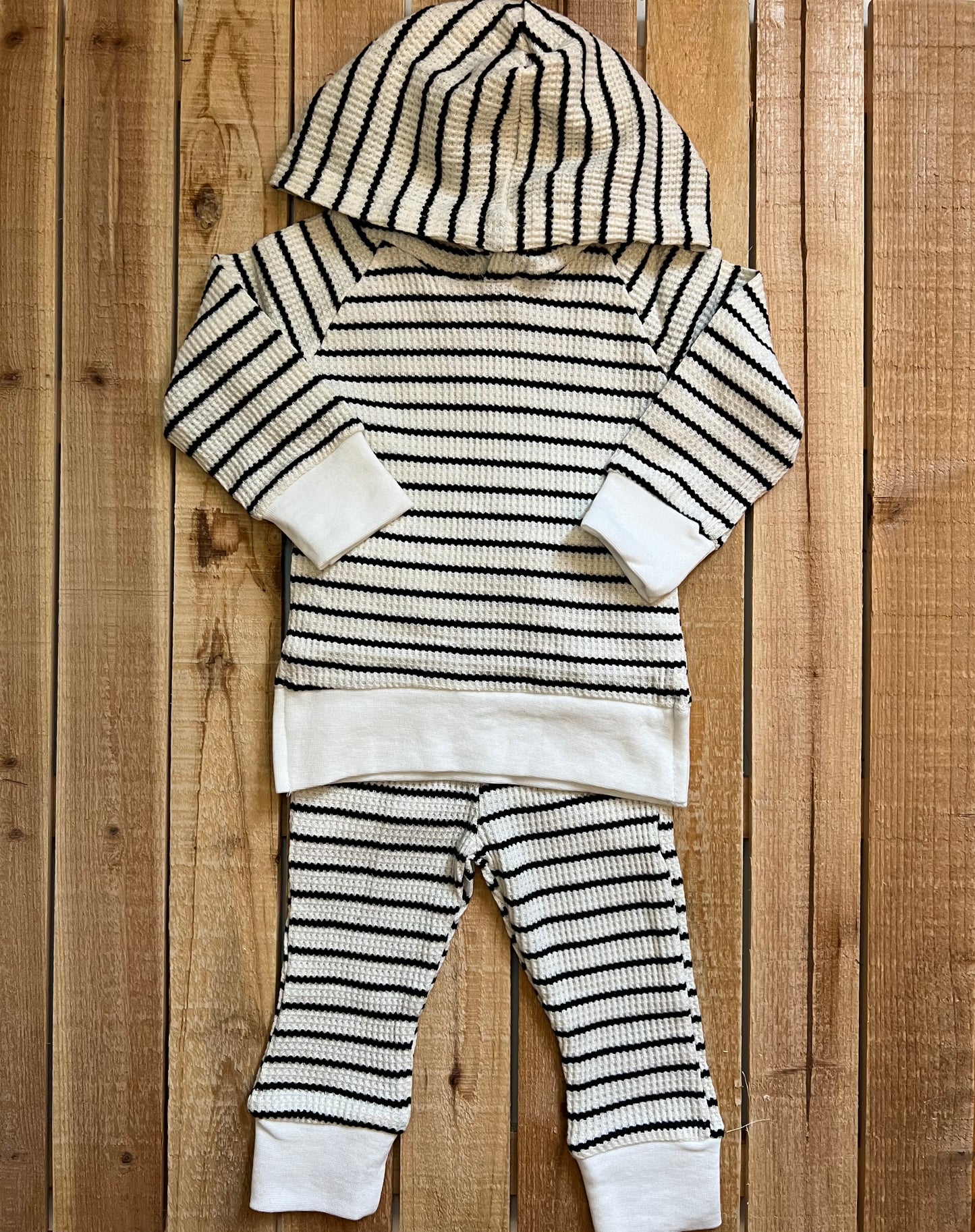 Striped Waffle Knit Top and Pants Set