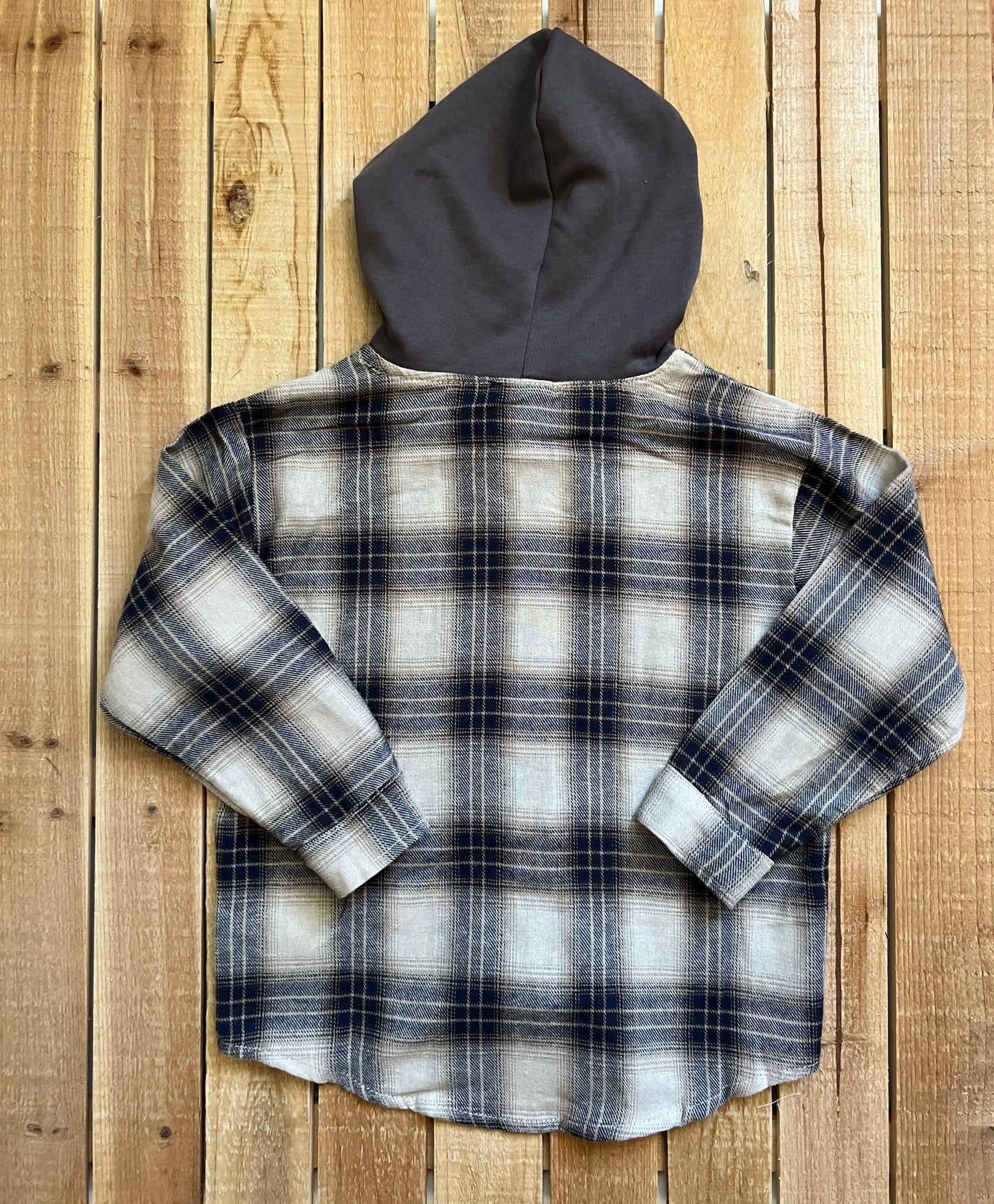 Hooded Plaid Button-up