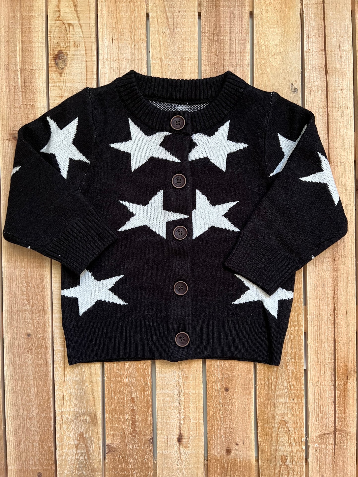 Star Print Button Cardigan