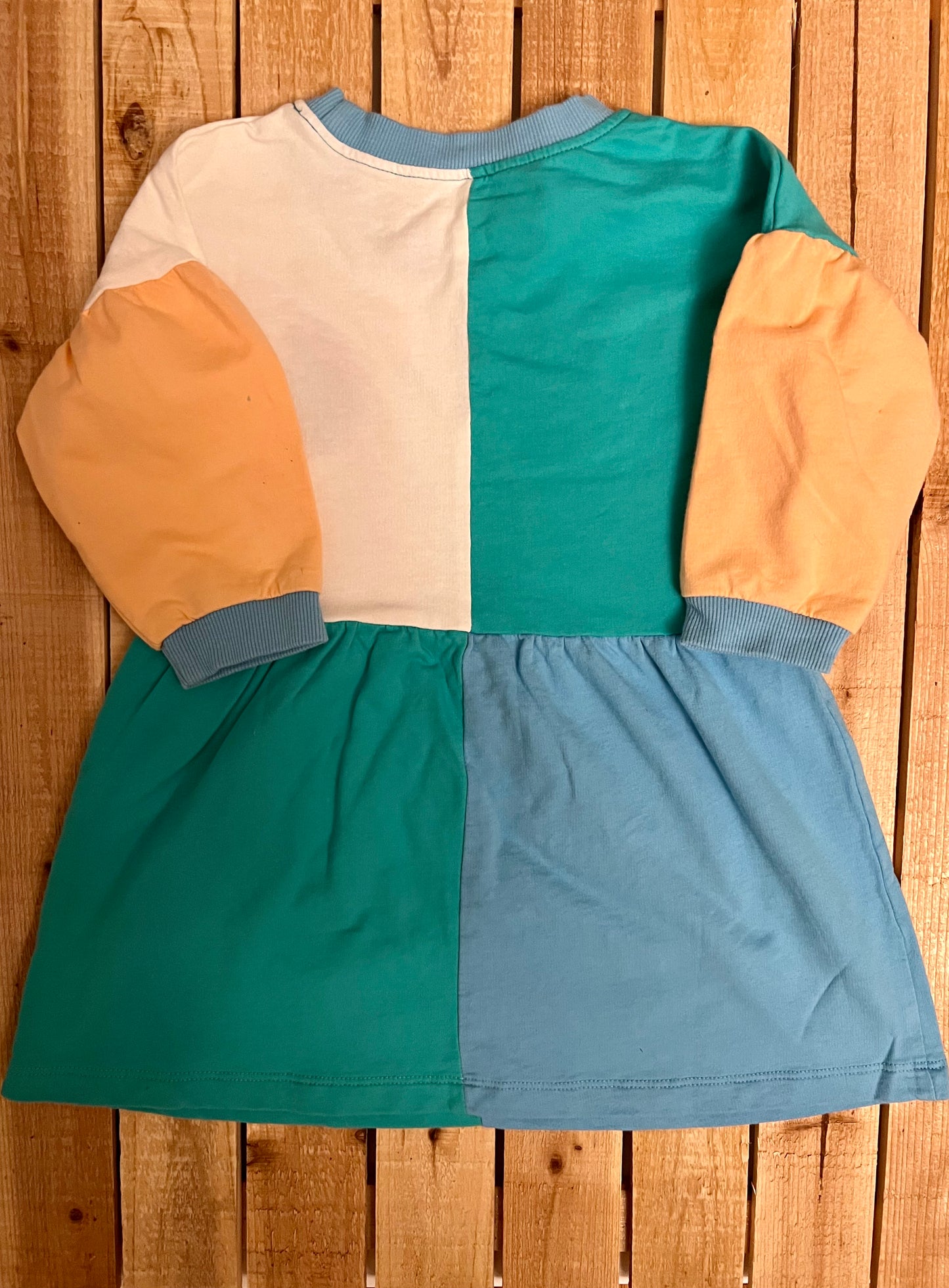 Color Block Dress with Flower Patch