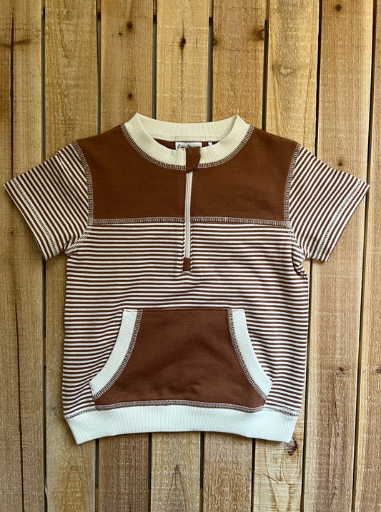 City Mouse Striped Zip Top