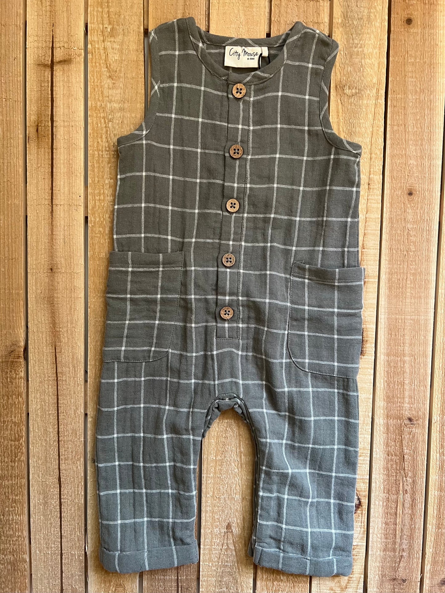 City Mouse Windowpane Romper