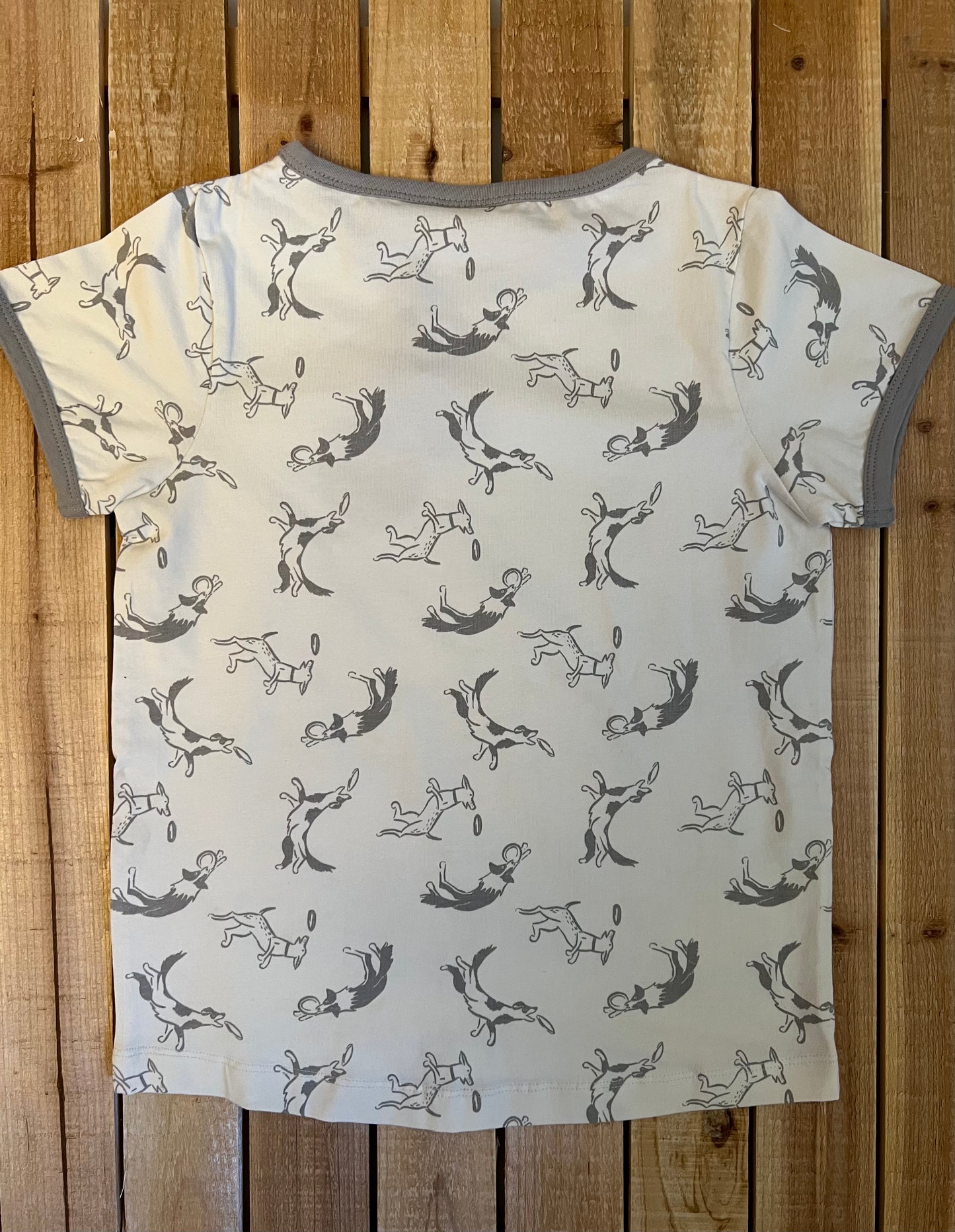 City Mouse Dog Print Ringer Pocket Tee