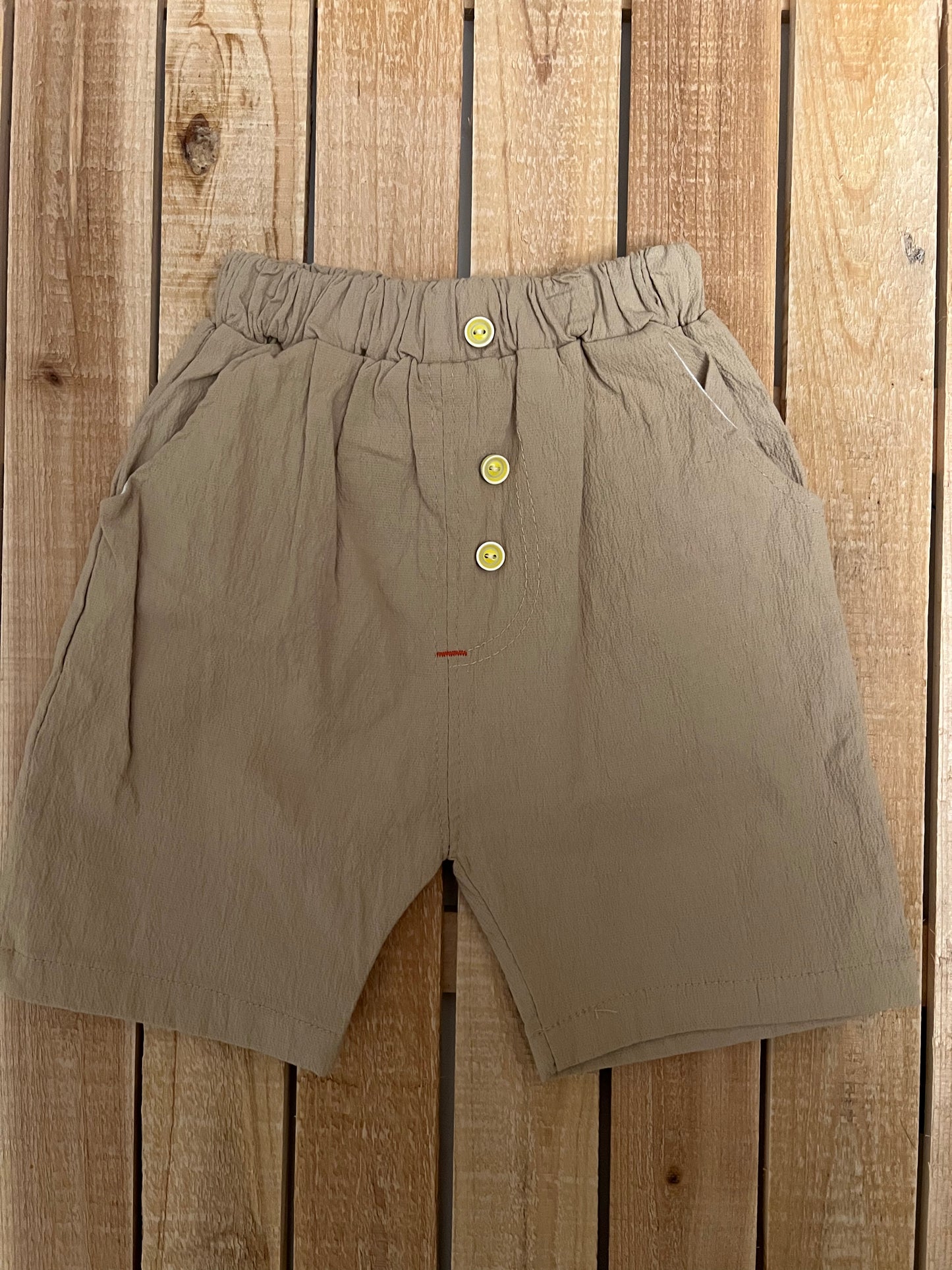 Khaki Button Muslin Shorts