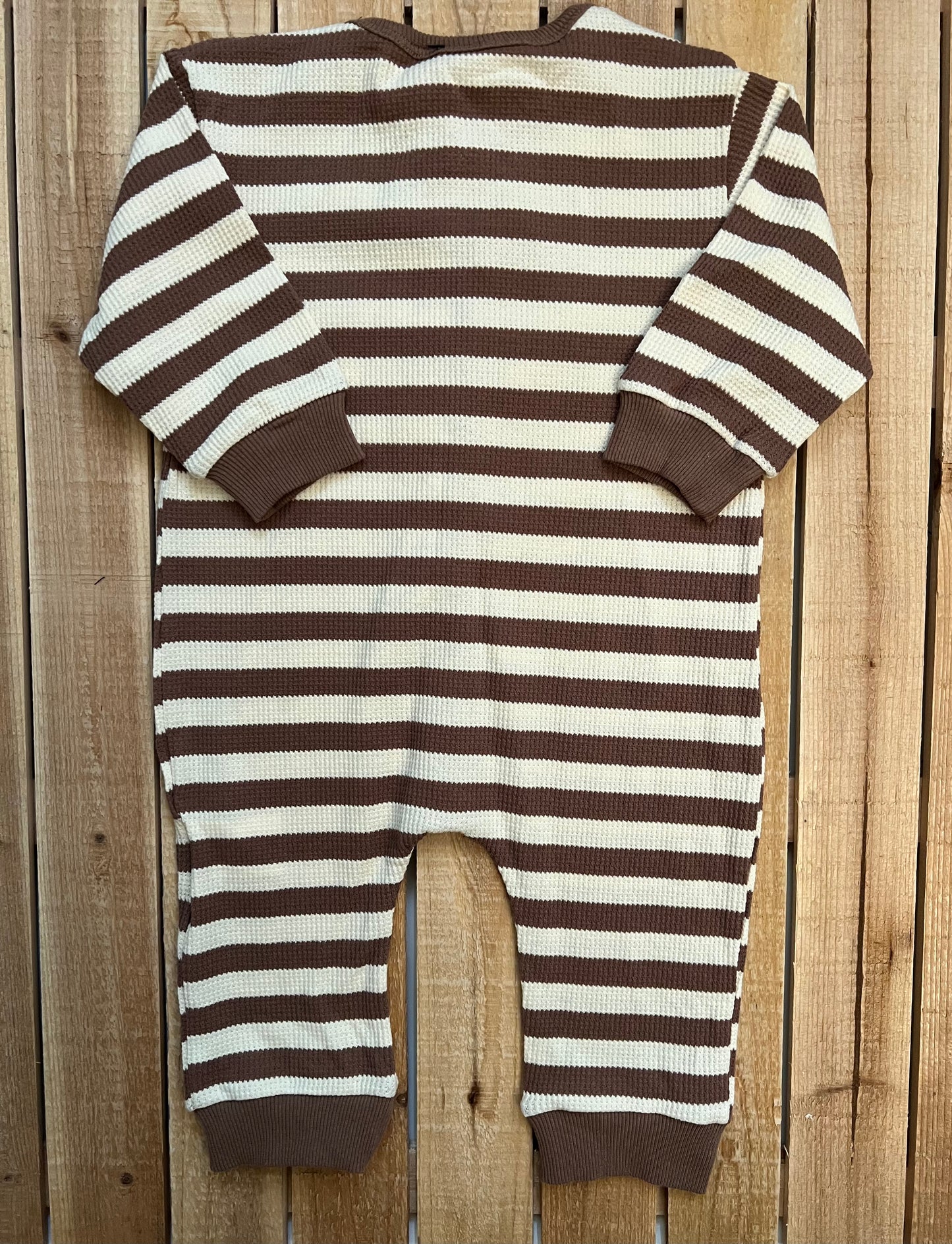 Striped Waffle Knit Button Romper