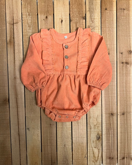 Coral Corduroy Bubble Romper
